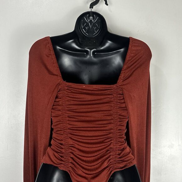 Free People Intimately Meant To Be Bodysuit S In Red / Rust Bell Long Sleeve - Picture 12 of 16